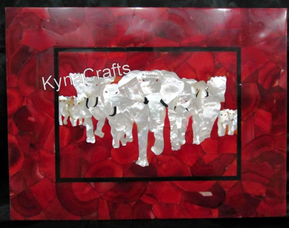 MOP Inlay Art Wall Scenery for Hallway Decor | Carnelian Stone Coffee Table Top - Image 3 of 4