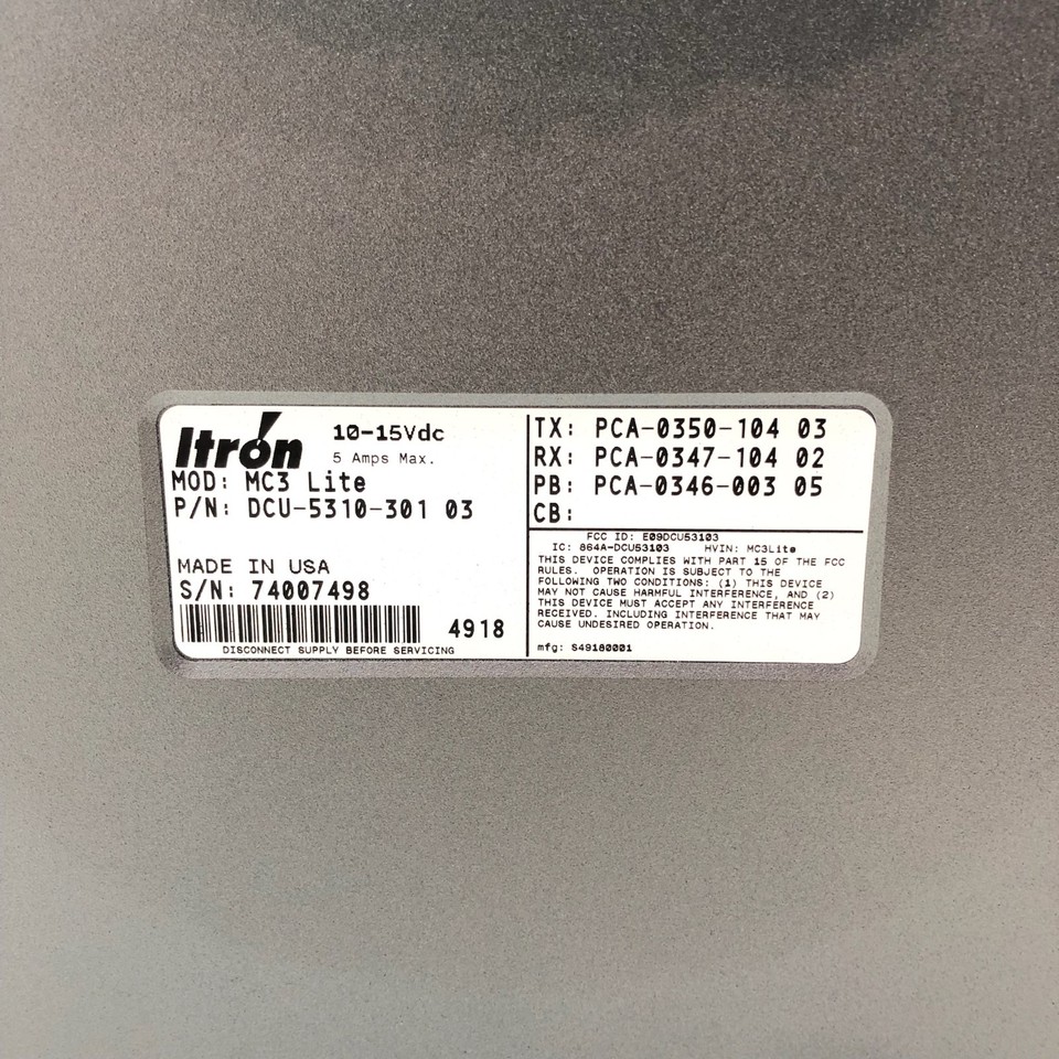 Itron MC3 Lite Mobile Data Collection System for Utility Automated ...