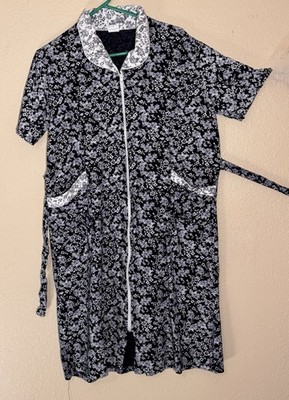 3X Bellona Zip Front Floral House Dress or Duster w/Pockets Made in Russia 