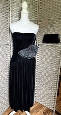Little Black Dress Kathryn Conover Original VTG Velvet Strapless Cocktail Size 4