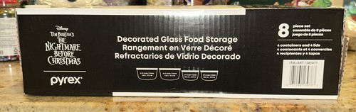 PYREX DISNEY NIGHTMARE BEFORE CHRISTMAS Limited Ed. 8 pc set 4 bowls 4 lids New - Afbeelding 2 van 5
