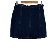 Vintage Y2K Calvin Klein Womens Pleated Denim Mini Skirt 9 Dark Wash Preppy