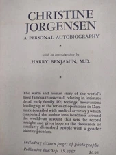 Christine Jorgensen Personal Autobiography 1967 ARC Advance Read Copy PB SIGNED