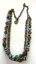 SWEET ROMANCE Turquoise & Chocolate Beaded Glass Necklace