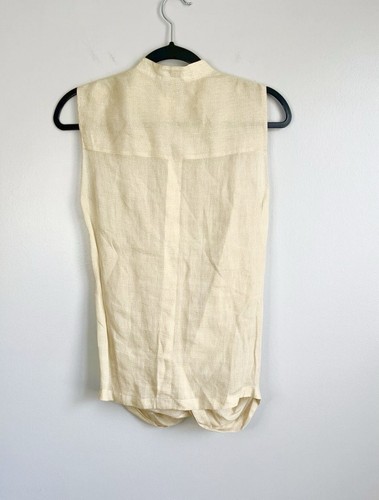 Brunello Cucinelli Size S • Soft Yellow Sleeveless Button Down Twist Floral Top - Picture 5 of 5
