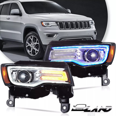 VLAND Chrome LED Headlights w/Blue Animation For 2014-2022 Jeep Grand Cherokee