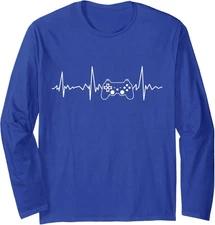 Gamer Heartbeat Funny Video Game Gift for Gamer Long Sleeve T-Shirt