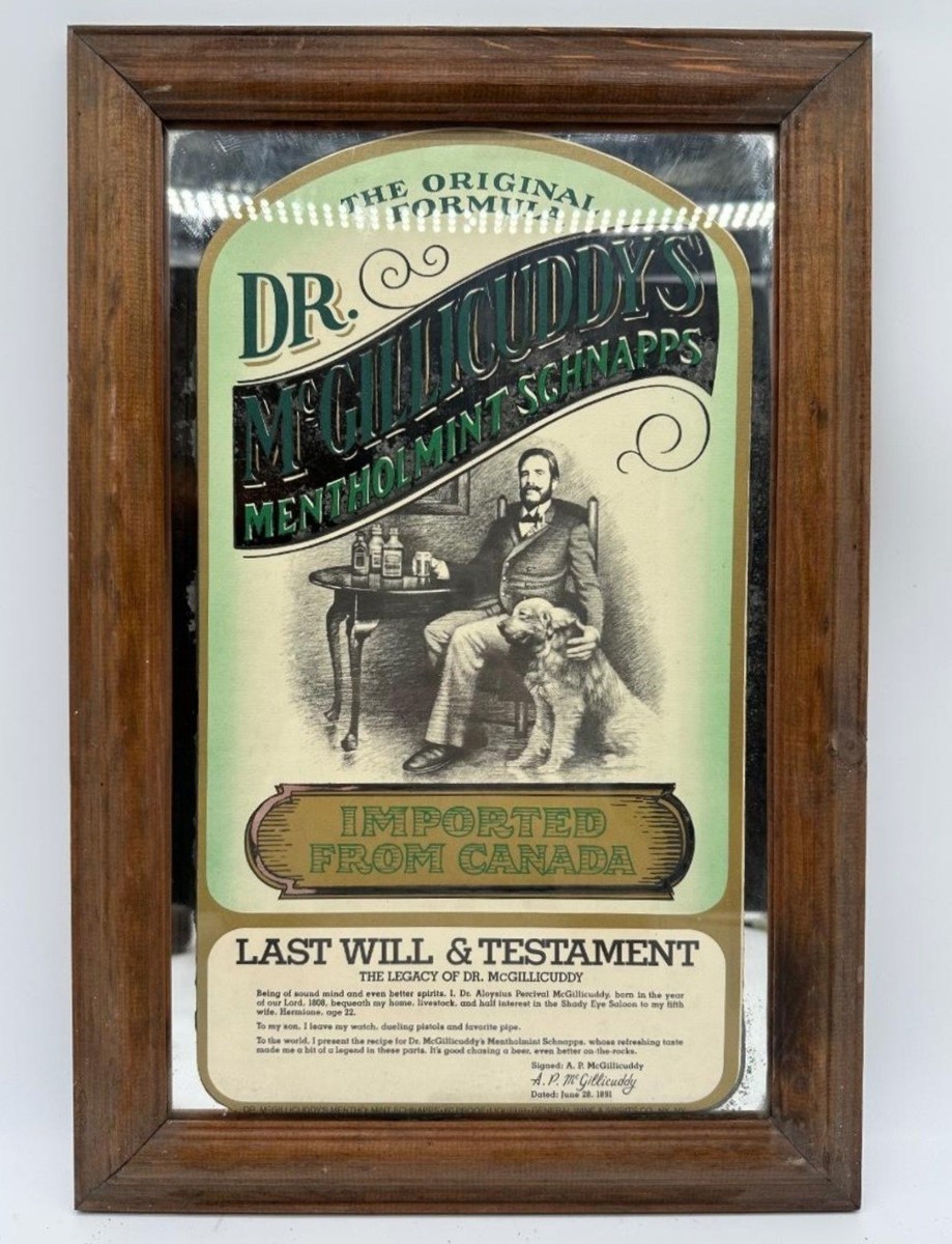 Flint 1st Edition Spell レリーフ ワンオーナー Vintage Dr. McGillicuddy's Schnapps Bar Mirror Sign Framed Liquor