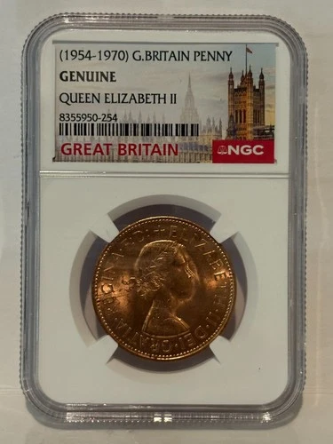 1954 - 1970 Great Britain Penny NGC Genuine Queen Elizabeth 2