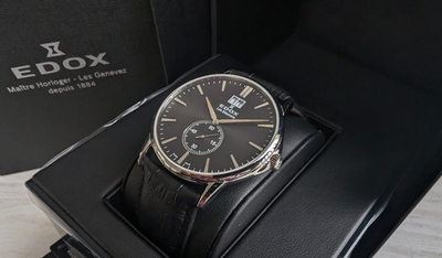 EDOX Les Bemonts 64012-3-AIN 腕時計 Edox Les Bemonts Black Luxury Swiss Men Dress Watch 64012-3-NIN