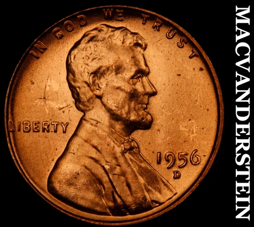 1956-D Lincoln Wheat Cent- Choice Gem Brilliant Uncirculated Luster #J2844