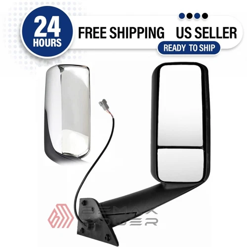 Chrome Heated Door Mirror for Freightliner Cascadia 2018-2023, Right Passenger S