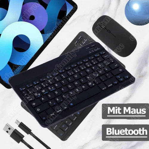Tastatur-Maus-Set für Handy Tablet PC iPad QWERTZ kabellos wireless Bluetooth - Bild 1 von 15