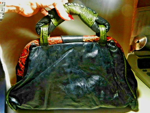 WORK OF ART 1980's Colini Handbag USA Embossed Snakeskin HOBO Leather Purse- - Picture 6 of 12