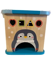 Amazon Basics Wooden Activity Learning Cube, 5-Sided Developmental Toy for Babie