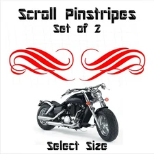 Scroll Pinstripe Decals set of 2 Truck Car Motorcycle ATV Toolbox & More - WGN7