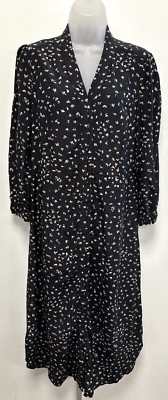 NEW! Noa Noa UK12 black Air Moss button front fasten dress with shaped hemline