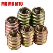 M6 M8 M10 In/Out Threaded Insert Nuts for Wood  Furniture Connection Zinc Plated