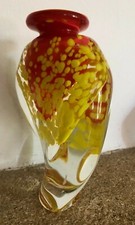 Vase en verre soufflé signé Gambier 93 maitre verrier Biot