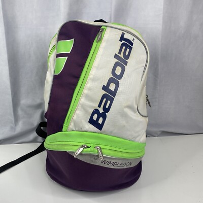 Babolat Wimbledon Tennis Raquet Bag Purple Green Backpack 18'' x 11'' x 11''