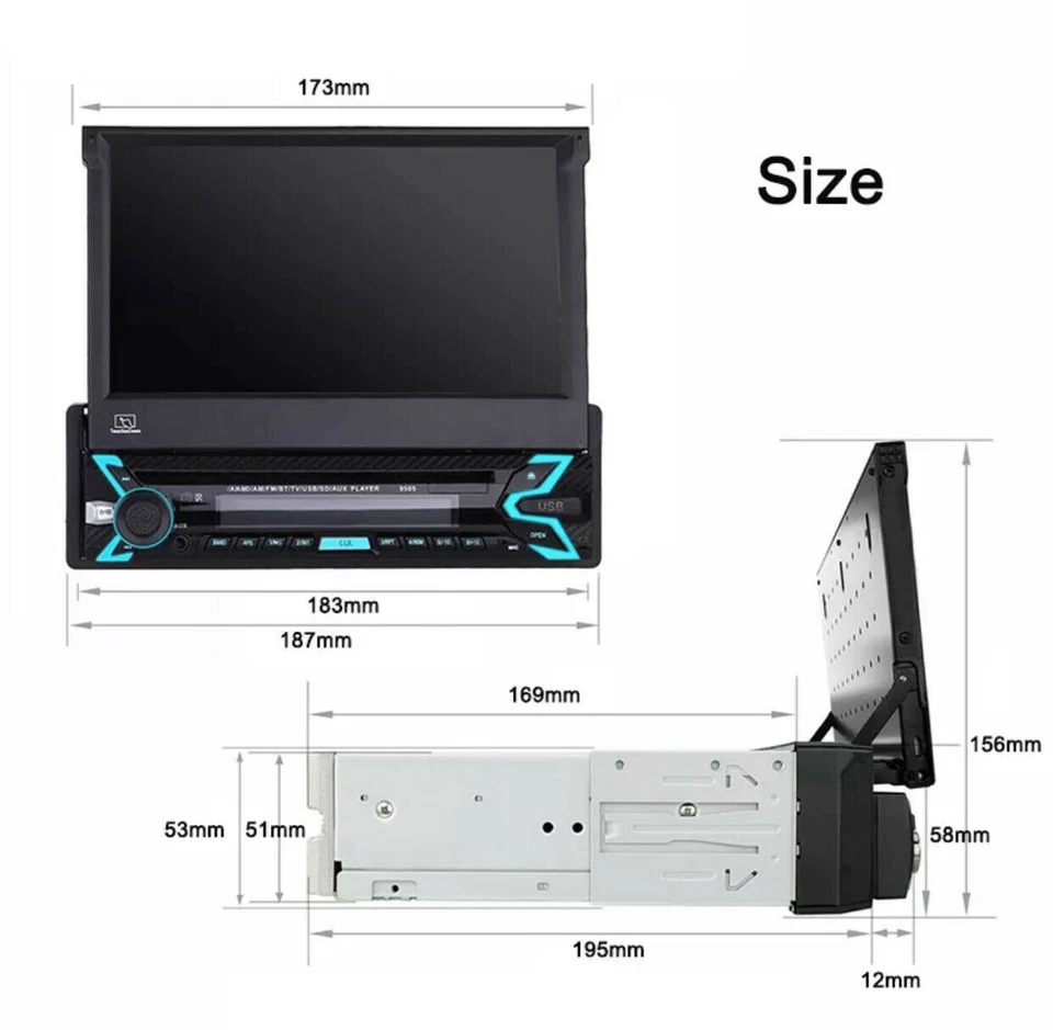 AUTORADIO ANDROID 2GB RAM STEREO DAB+ SCHERMO A SCOMPARSA 1 DIN MOTORIZZATO WIFI - Immagine 3 di 4