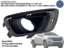 2015 - 2022 Chevy Colorado LT WT Front Fog Light Bezel Passenger Side GM1039176