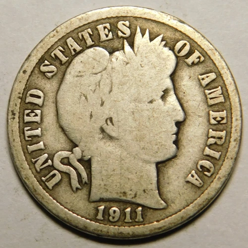 1911 D Barber Dime G-VG   "Actual Coin Pictured"