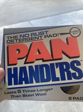 Vintage 2 PC CHORE BOY - PAN HANDLERS The no rust detergent pad, steel-less wool