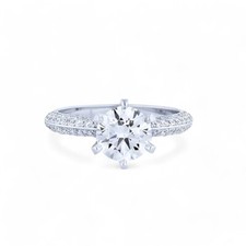 Zertifizierter Rundschliff-Diamantring 18 K Weißgold IGI Hochzeit Labor erste...