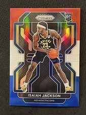 ISAIAH JACKSON 2021-22 PANINI PRIZM BASKETBALL RED WHITE BLUE RC HOLO RWB #309