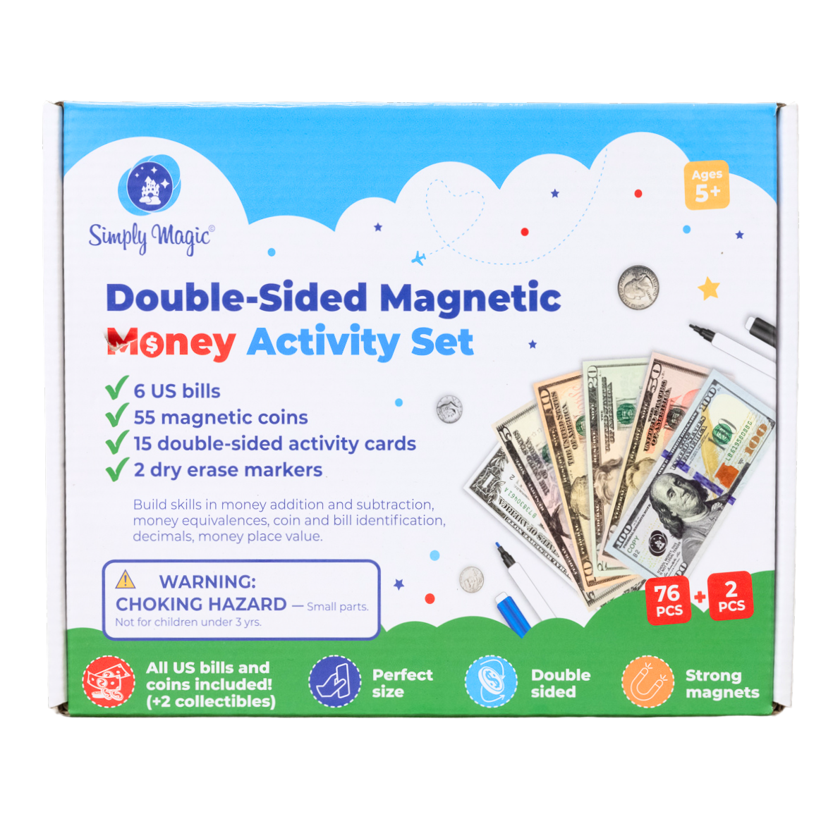Money Activity Set Double-Sided Magnetic Money Activity Set For Teaching Kids About ...