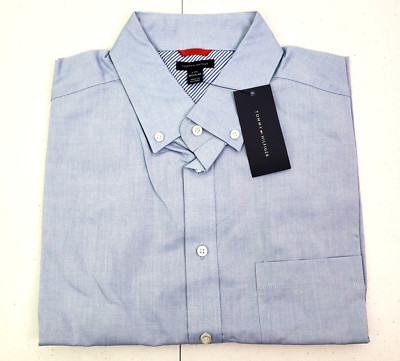 Tommy Hilfiger Mens Sz L Regular Blue ButtonUp Formal Dress School Uniform Shirt