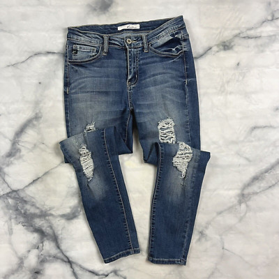 KanCan Mid Rise Skinny Jeans Size 5 26 Waist Ankle Crop Distressed