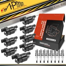 8x Round Ignition Coil & IRIDIUM Spark Plug Kits for Chevy Tahoe 07-14 Silverado
