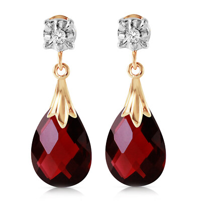 14K. MASSIVE GOLD OHRSTECKER MIT DIAMANTEN & GRANATEN