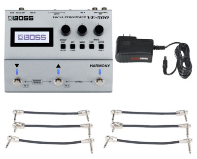 Boss VE-500 Vocal Performer Pedal + Gator 9V Power Combo & 3 Patch Cables