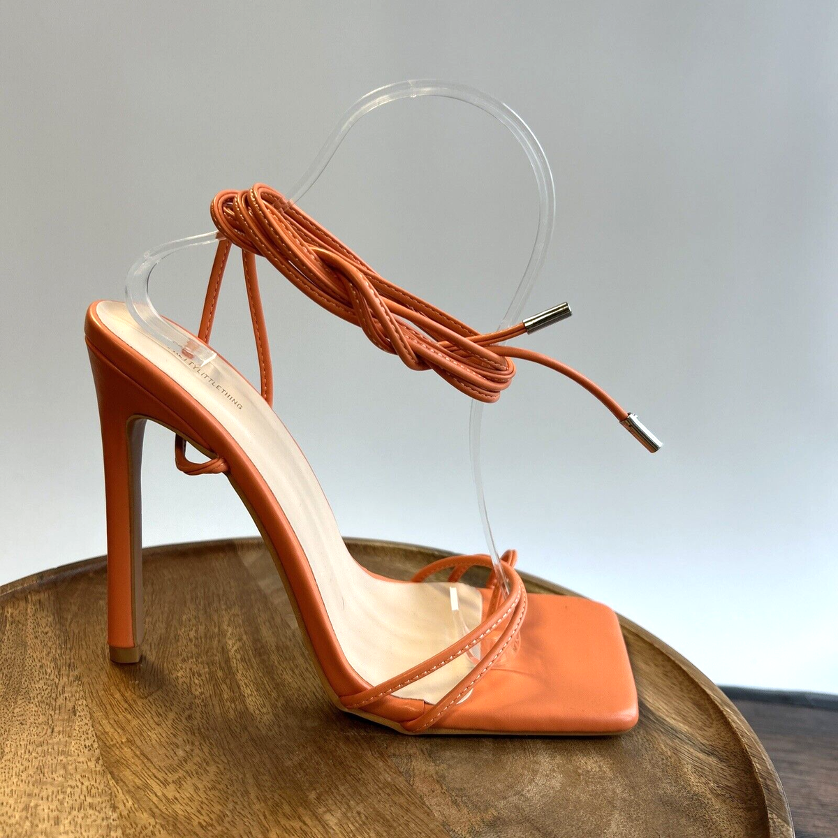 Lace Up Orange Strappy Shoes Orange Lace Up Block Heels Clearance