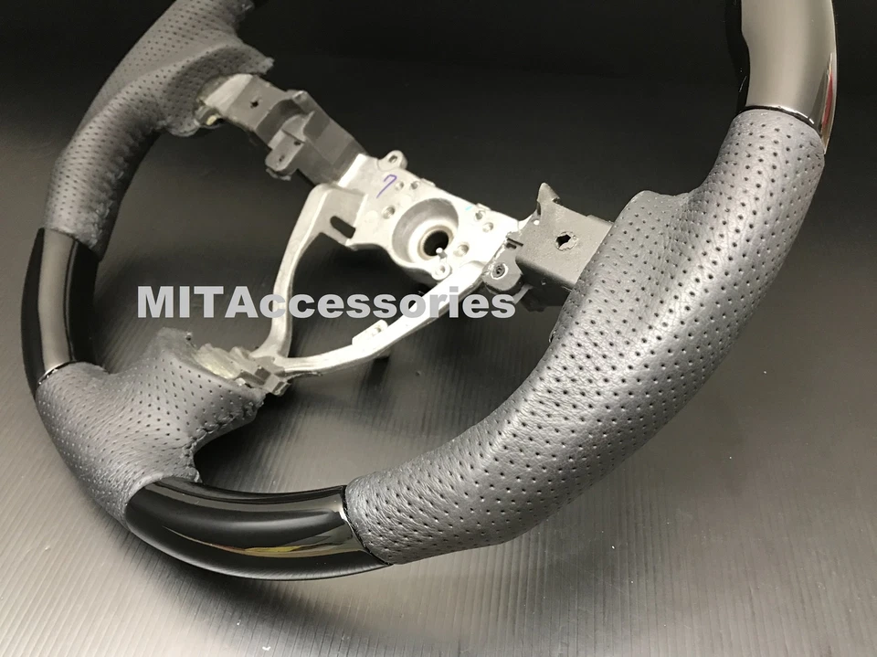 Volante de cuero genuino piano negro deportivo para Toyota FJ Cruiser 2006-2017 Foto 3 de 4