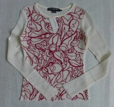 DAVID BITTON Buffalo Embroidered Sheer Mesh Angora Blend Sweater Top Size S