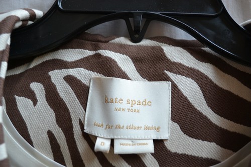 KATE SPADE NEW YORK NEW AUTH $499 Women Brown Beige Rose Zebra-Print Jacket Sz 0 - Bild 9 von 12