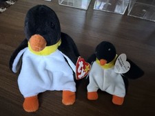 Ty Waddle The Penguin Beanie Baby With Matching McDonald  s Teeny Beanie Set B