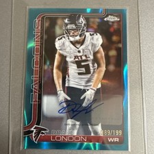 2025 Topps Chrome Football - Drake London Auto Aqua Wave Refractor /199 Falcons