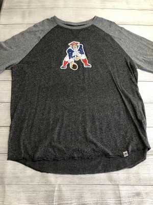 New England Patriots Shirt Mens 2XL Gray NFL Football Raglan Majestic Patriot