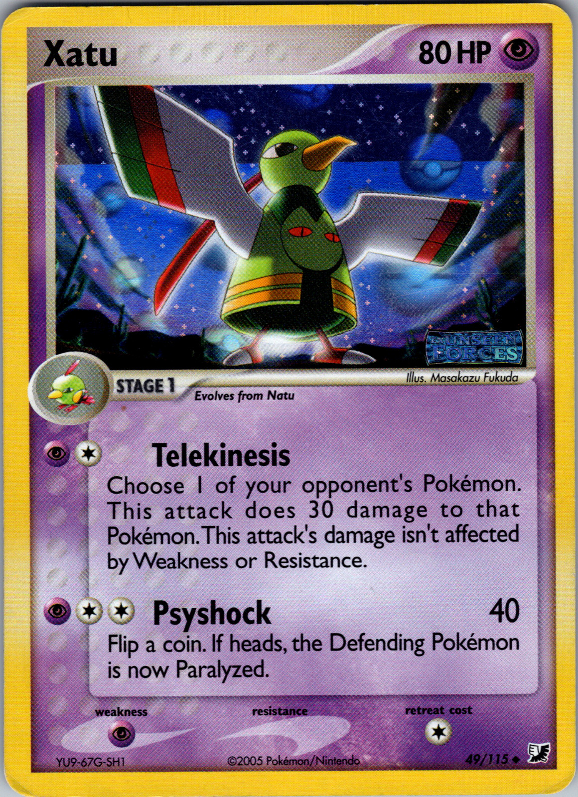 Pokemon Damaged Xatu - 49/115 - Uncommon - Reverse Holo English MP