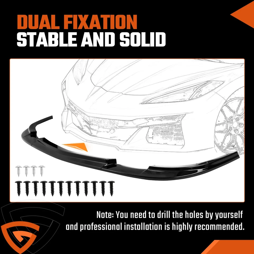 For Chevy Corvette C6 2005-13 BASE Models Gloss Black Front Bumper Lip Splitter - Image 4 of 4