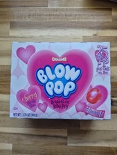 Charms Blow Pops, Cherry Flavor 25 Pops Bubble Gum Filled Cards on Box