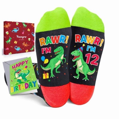 HAPPYPOP  RAWR! I m 12  Dinosaur B-Day Sock Gift Set   FREE SHIPPING INCLUDED