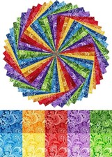 50pcs 10 x 10 inches Multicolor Cotton Fabric Bundle Squares for Quilting Sew...