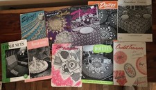 Lot 11 Vintage Crochet Knit Pattern Booklets Pineapple Tablecloths 1940s 50s