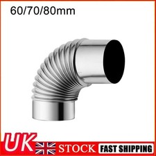 1Stk Edelstahl Ofenrohr Rauchrohr 90° Kamin Abgas Rohr 60mm/70mm/80mm kaminrohr